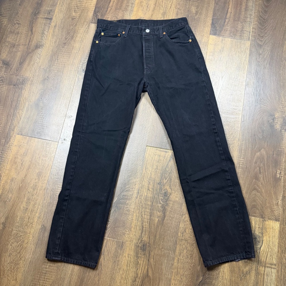 Levis Jeans Mens 36x34 (Fits 34x31) Black 501 XX Shrink to Fit Button Fly